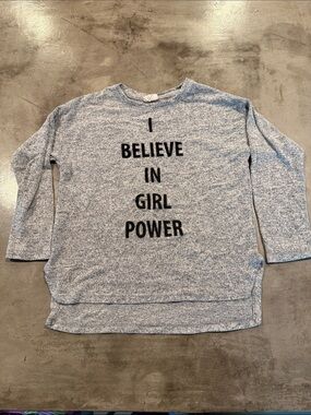 Zara Gray Marled 'I Believe in Girl Power' Sweater